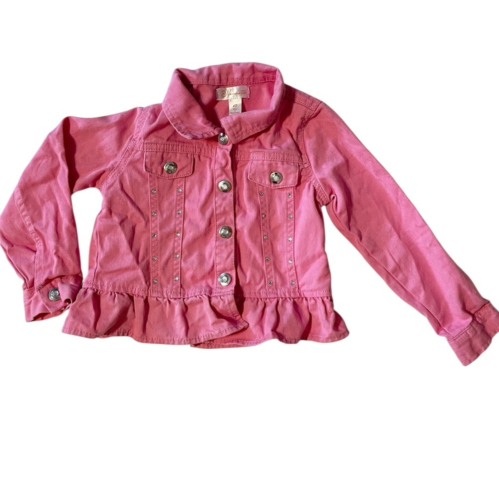 Nannette Pink Jean Jacket with Ruffle Hem